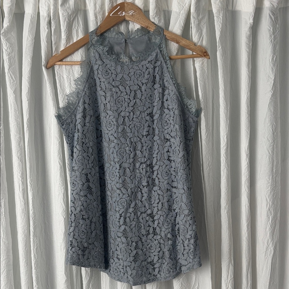 Elegant Lace Sleeveless Blouse - Gray